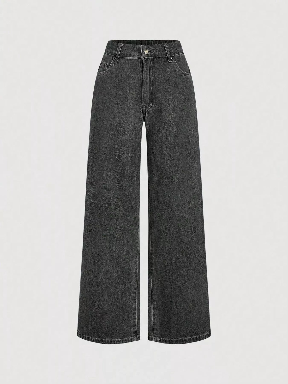 Halter Neck Denim Vest and Wide-Leg Jeans Set