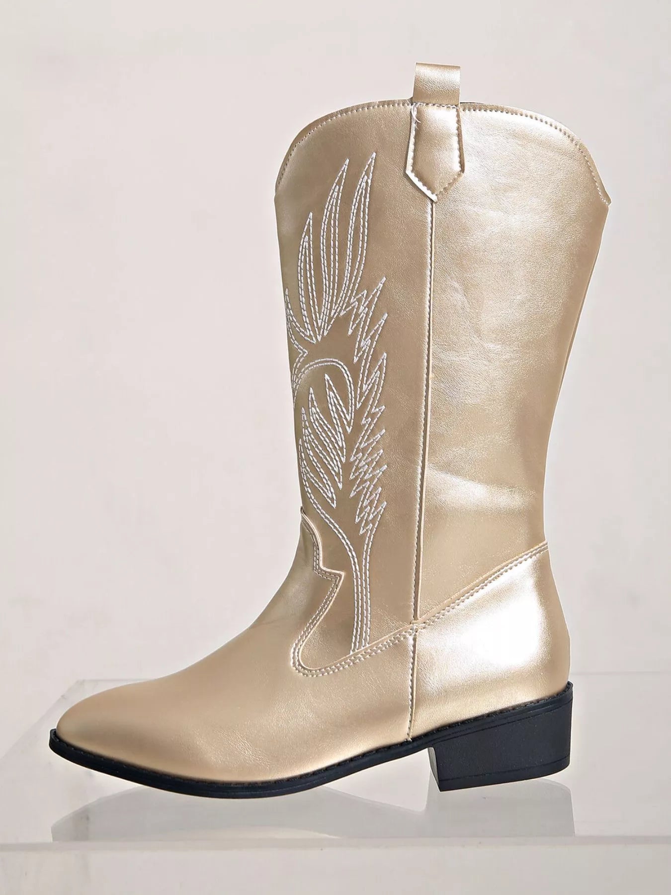 Embroidered Block Heels Boots