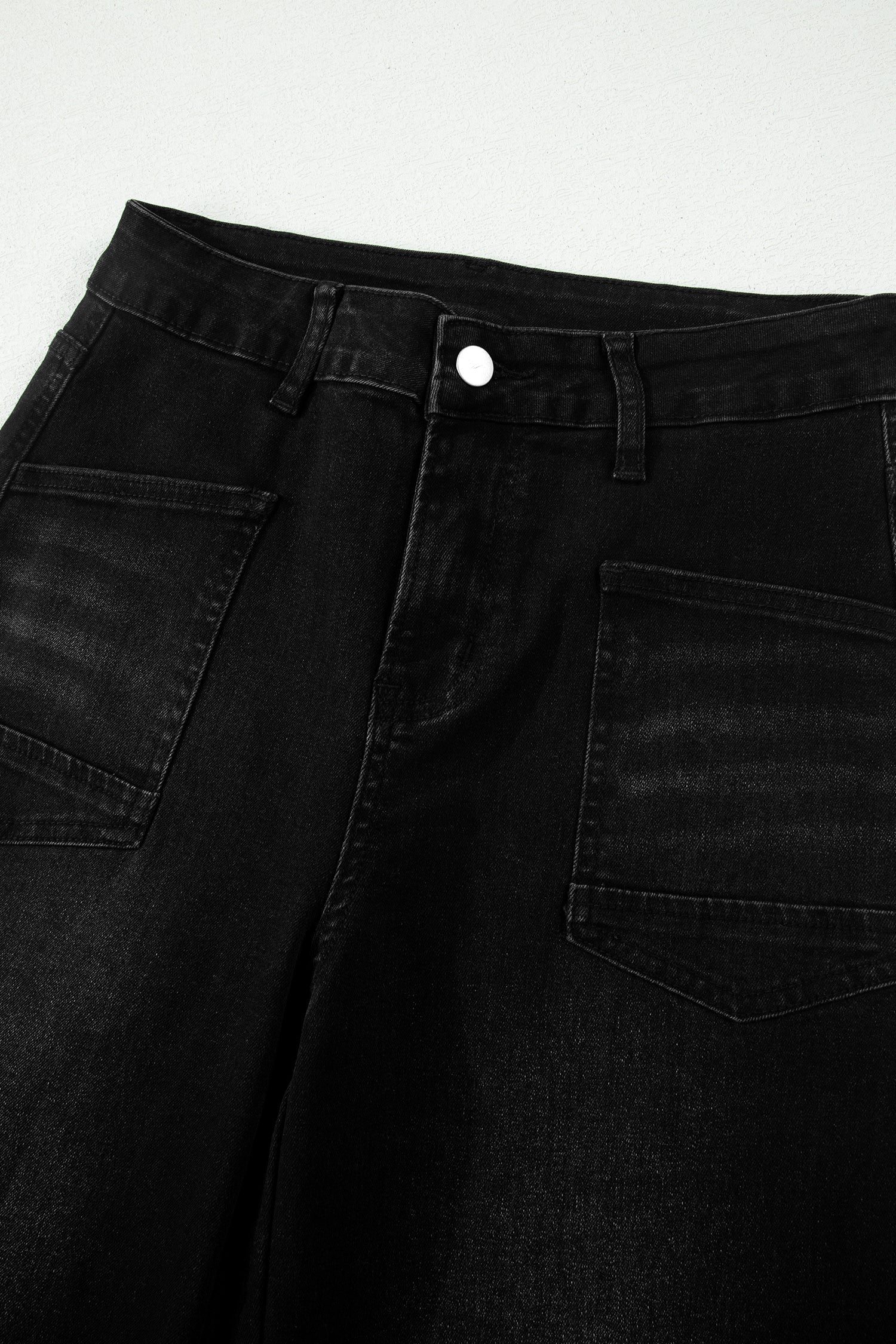Black Frayed Cropped Straight Jeans