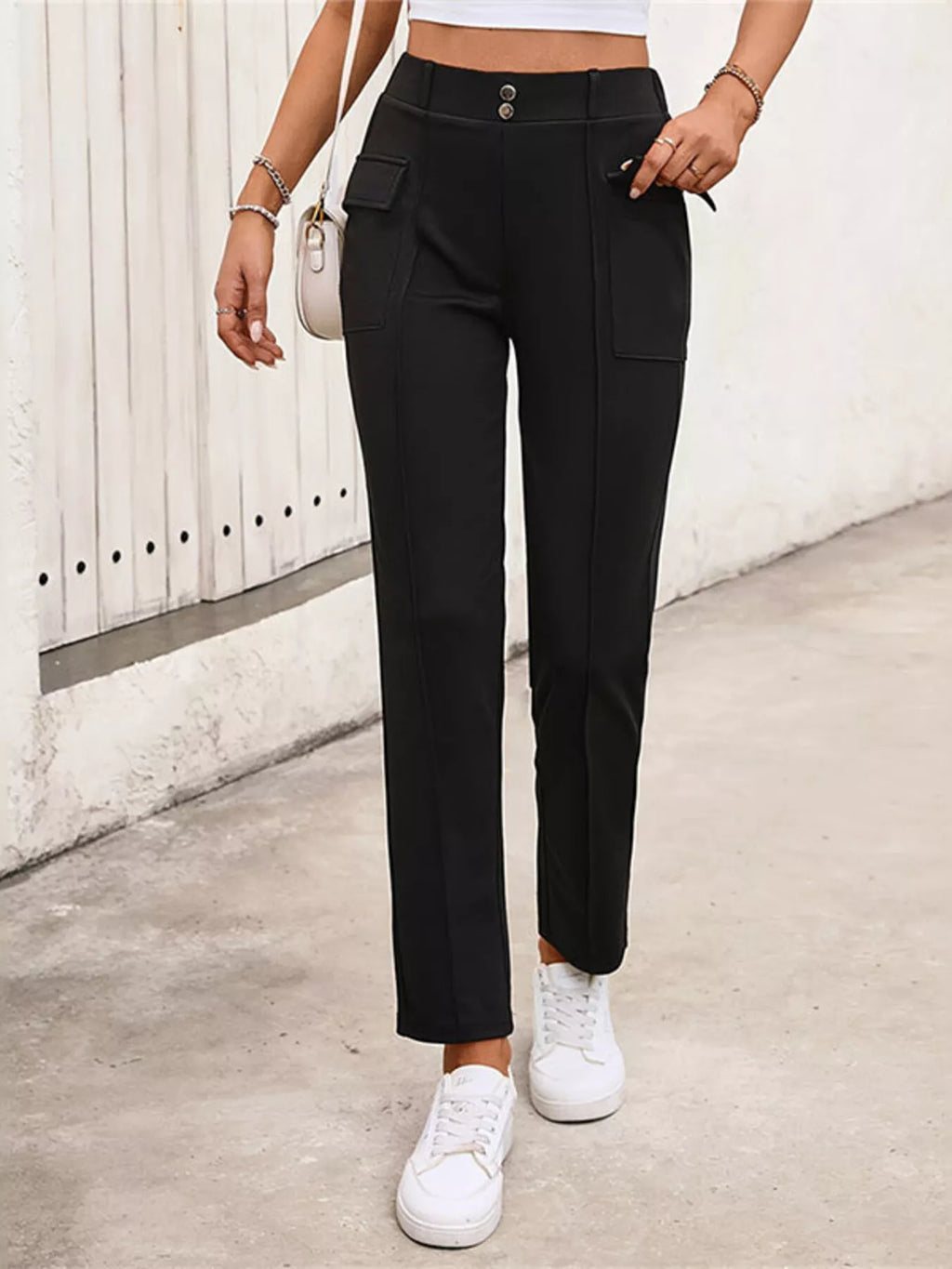 High-Waisted Slim Fit Pants
