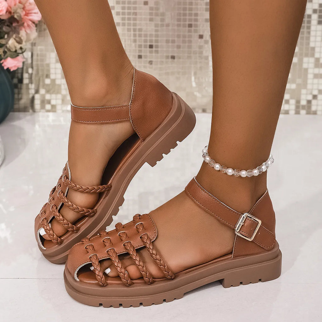 Braided Ankle Strap Sandals