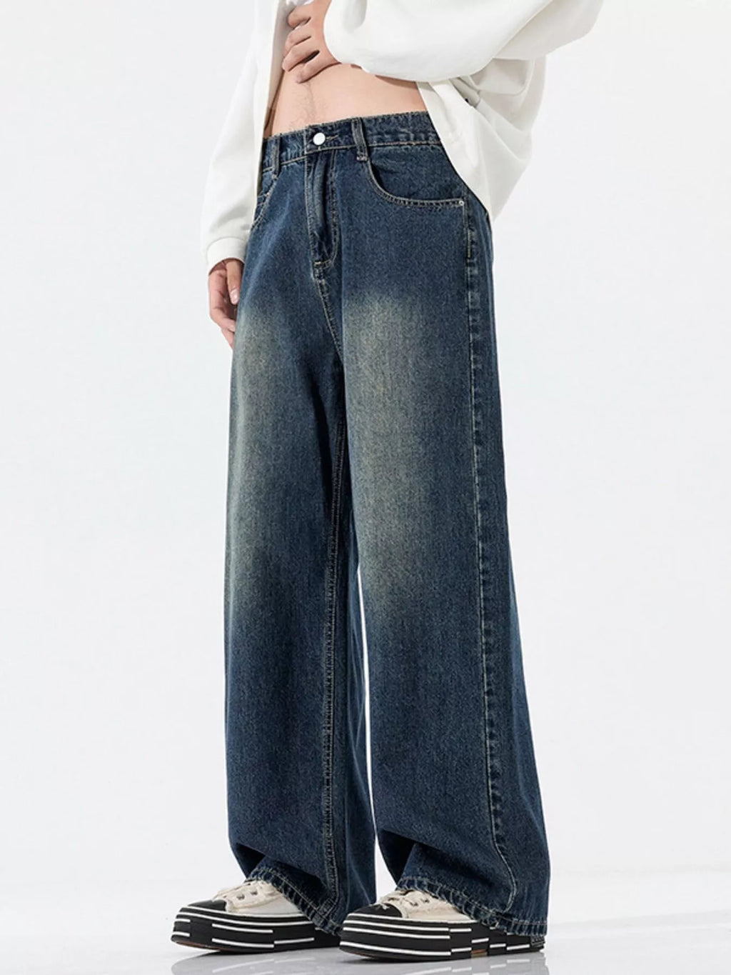 Men's Full Size Wide-Leg Relaxed Fit Jeans Plus Size