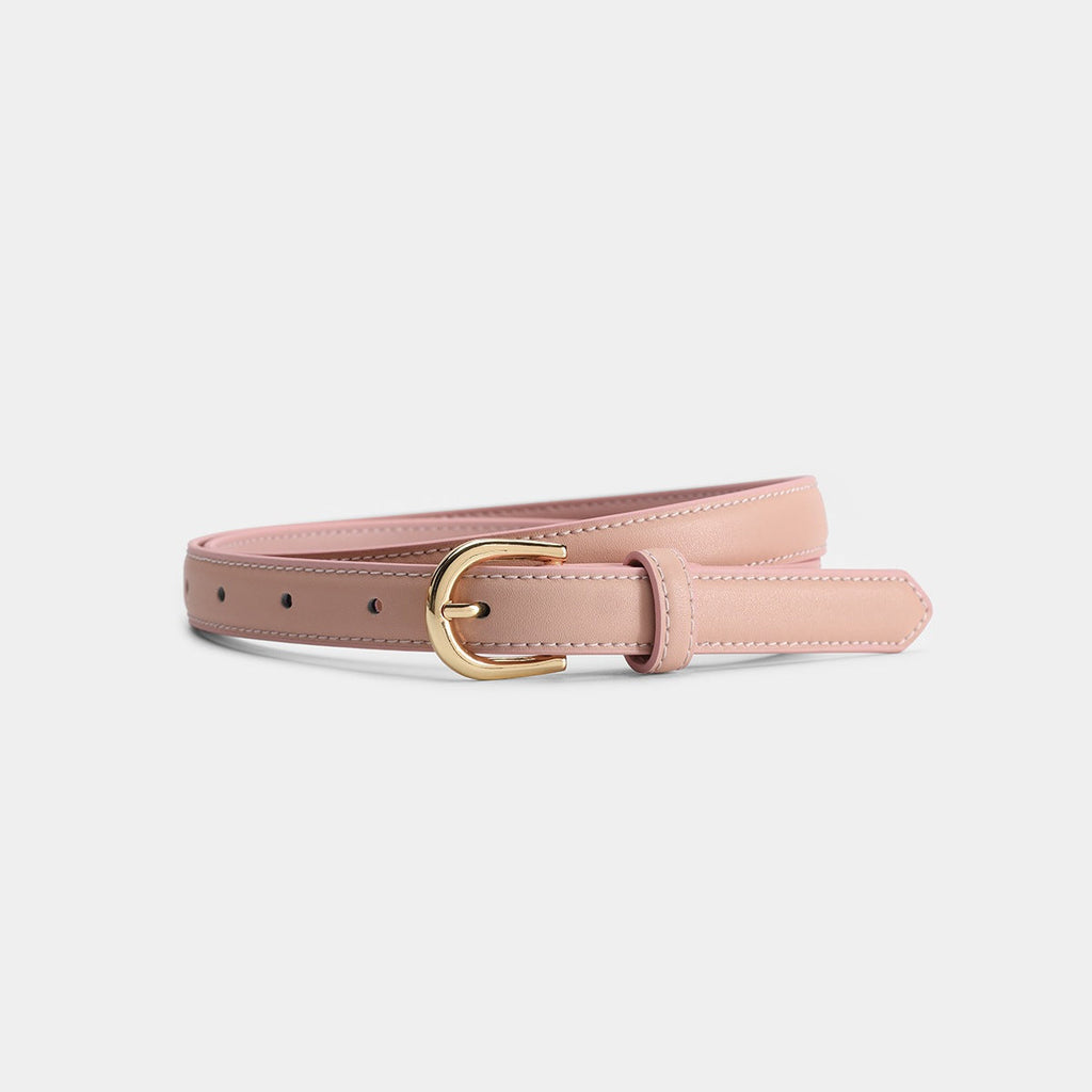 Leather Belt with Golden Buckle