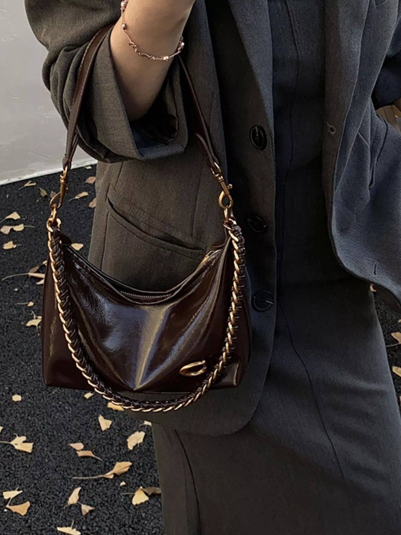 Leather Chain Shoulder Bag