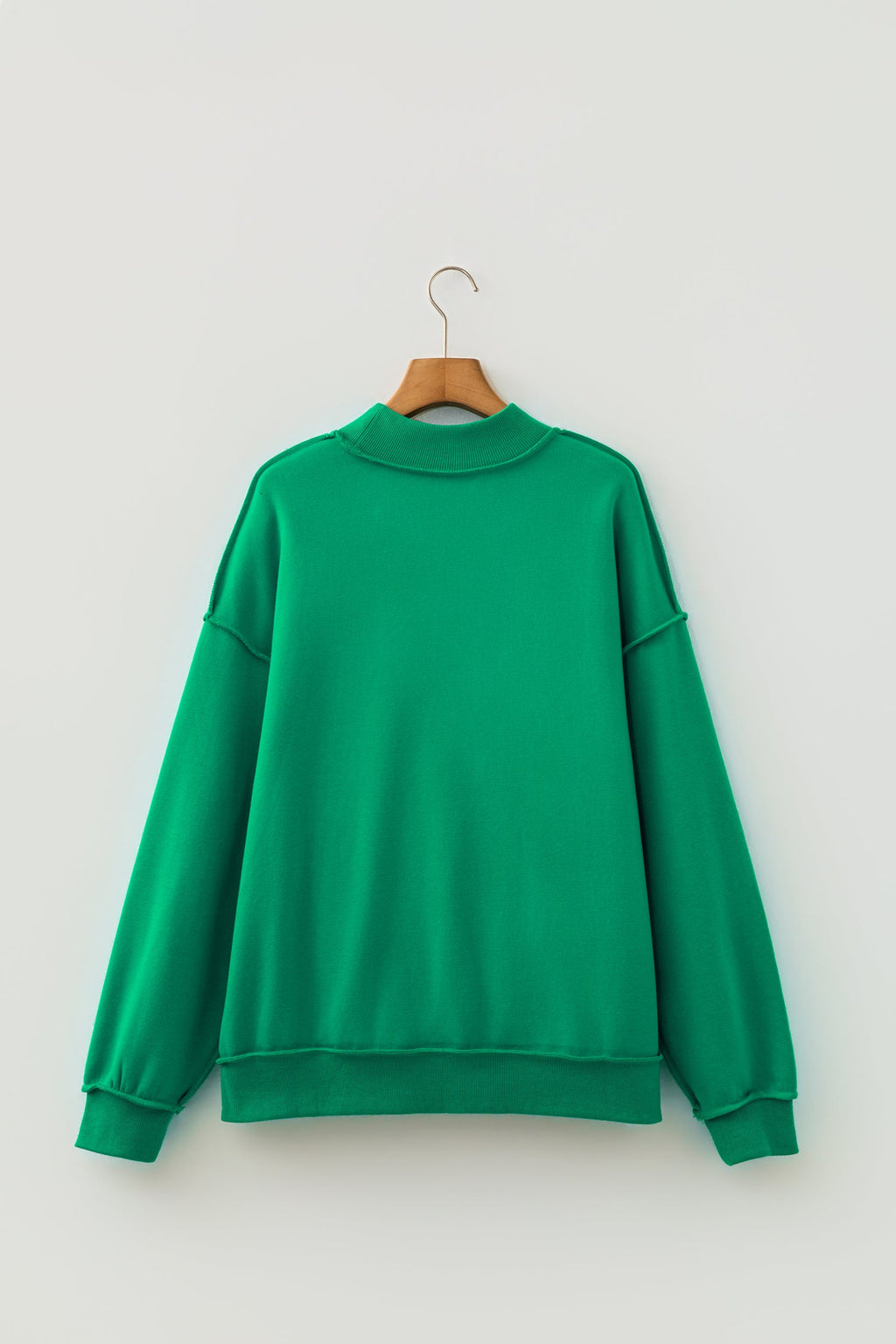 Light Pink Oversize Drop Shoulder Reversible Mock Neck Sweatshirt