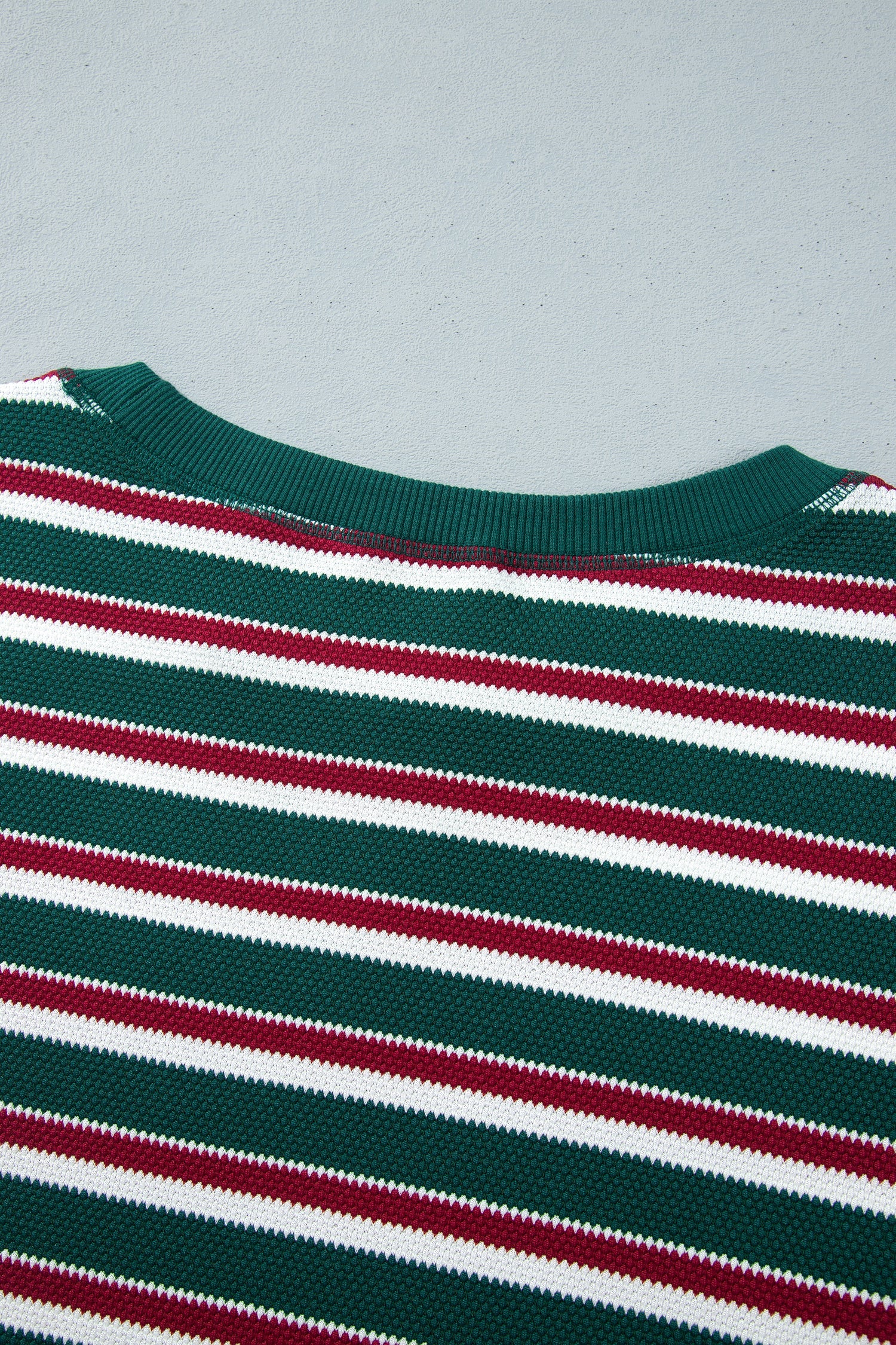 Green Stripe Striped Colorblock Round Neck Long Sleeve Shift Plus Size Sweatshirt