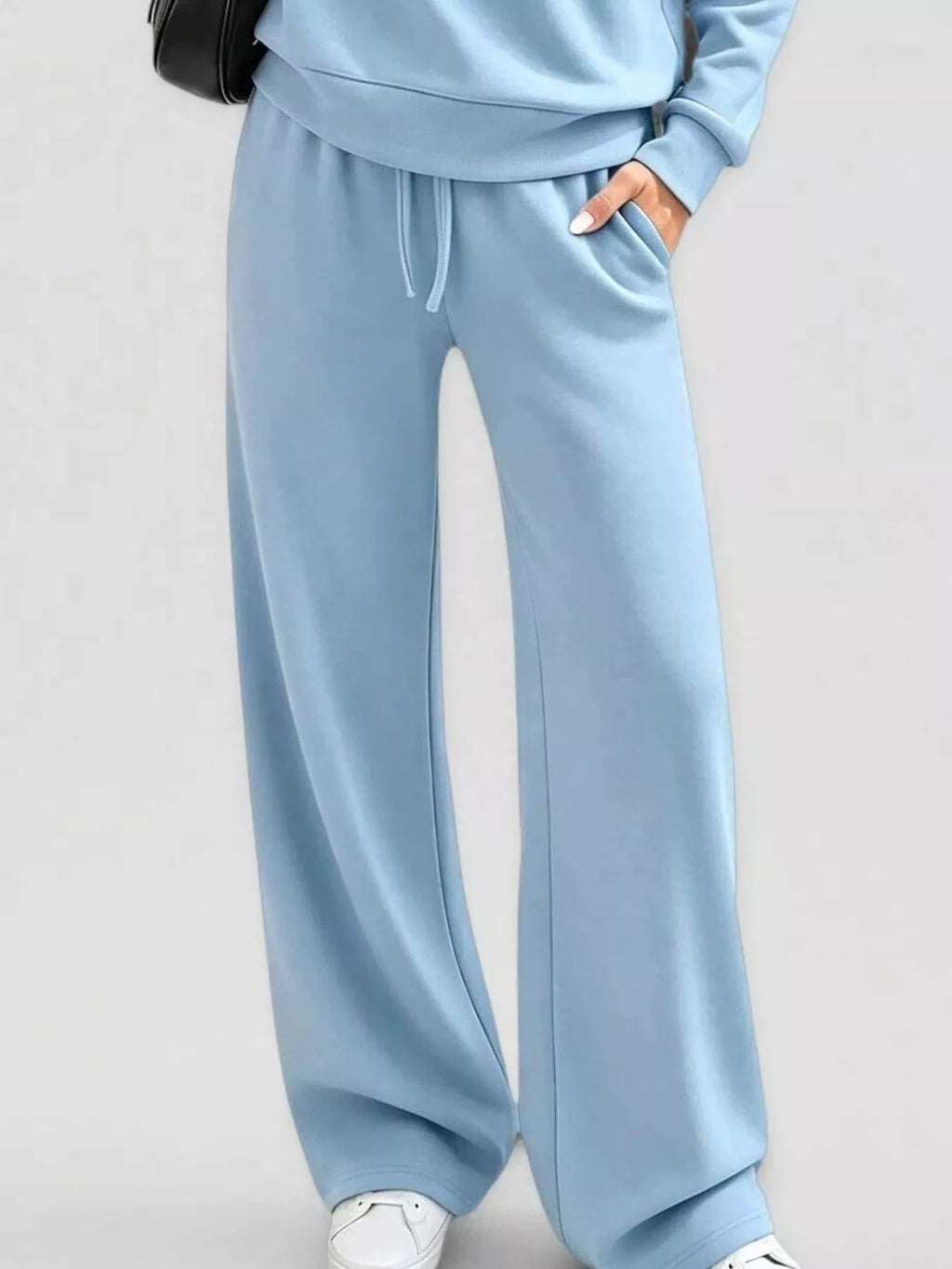 Button Detail Dropped Shoulder Top and Pants Set