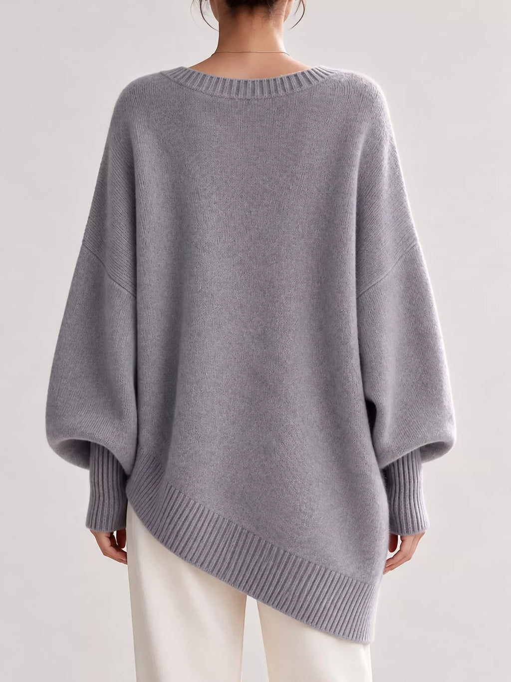 Full Size V-Neck Oversized Batwing Sleeve Sweater Plus Size