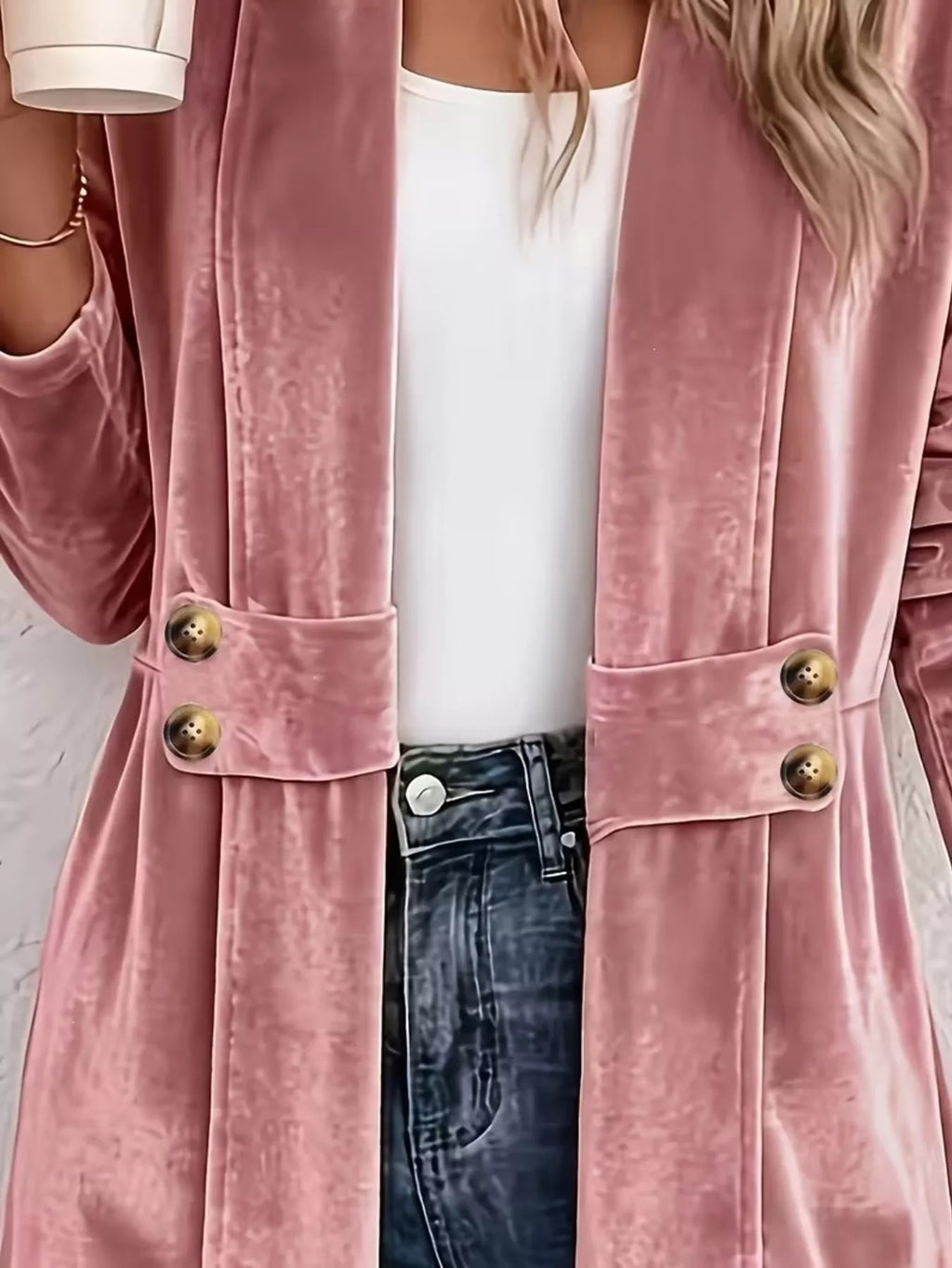 Full Size Velvet Open-Front Cardigan Plus Size
