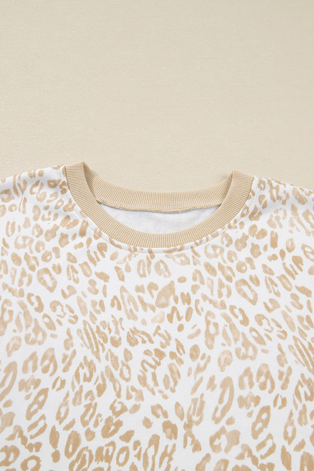Plus Size Leopard Ruffle Long Sleeve Sweatshirt
