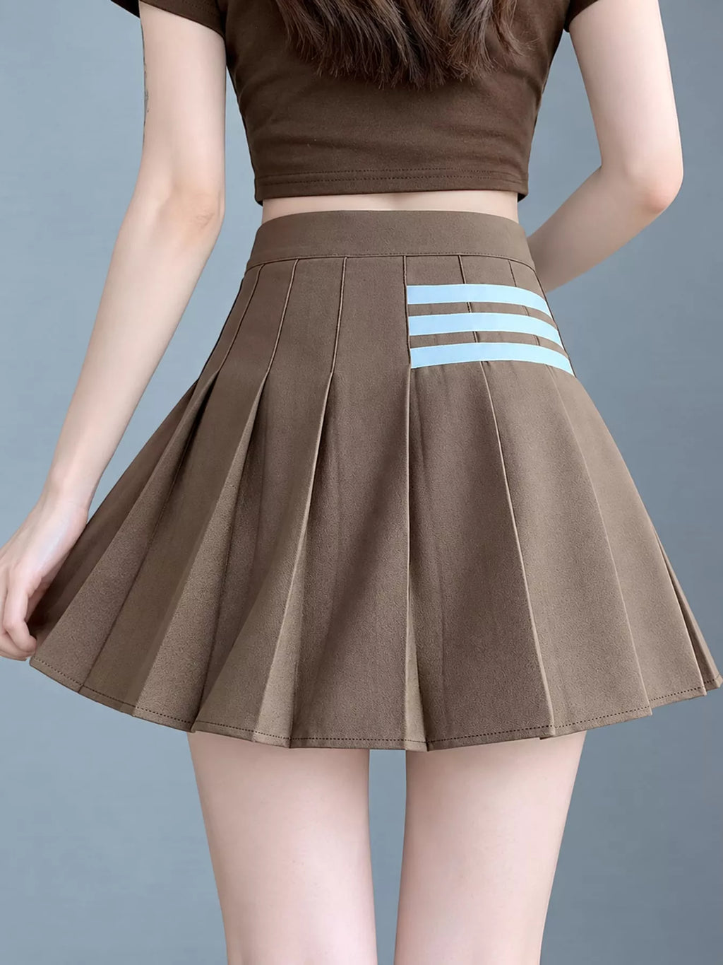 Contrast Stripe Pleated Mini Skirt