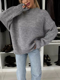 Ribbed Knit Crew Neck Sweater