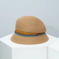 Straw Cloche Hat with Colorful Band