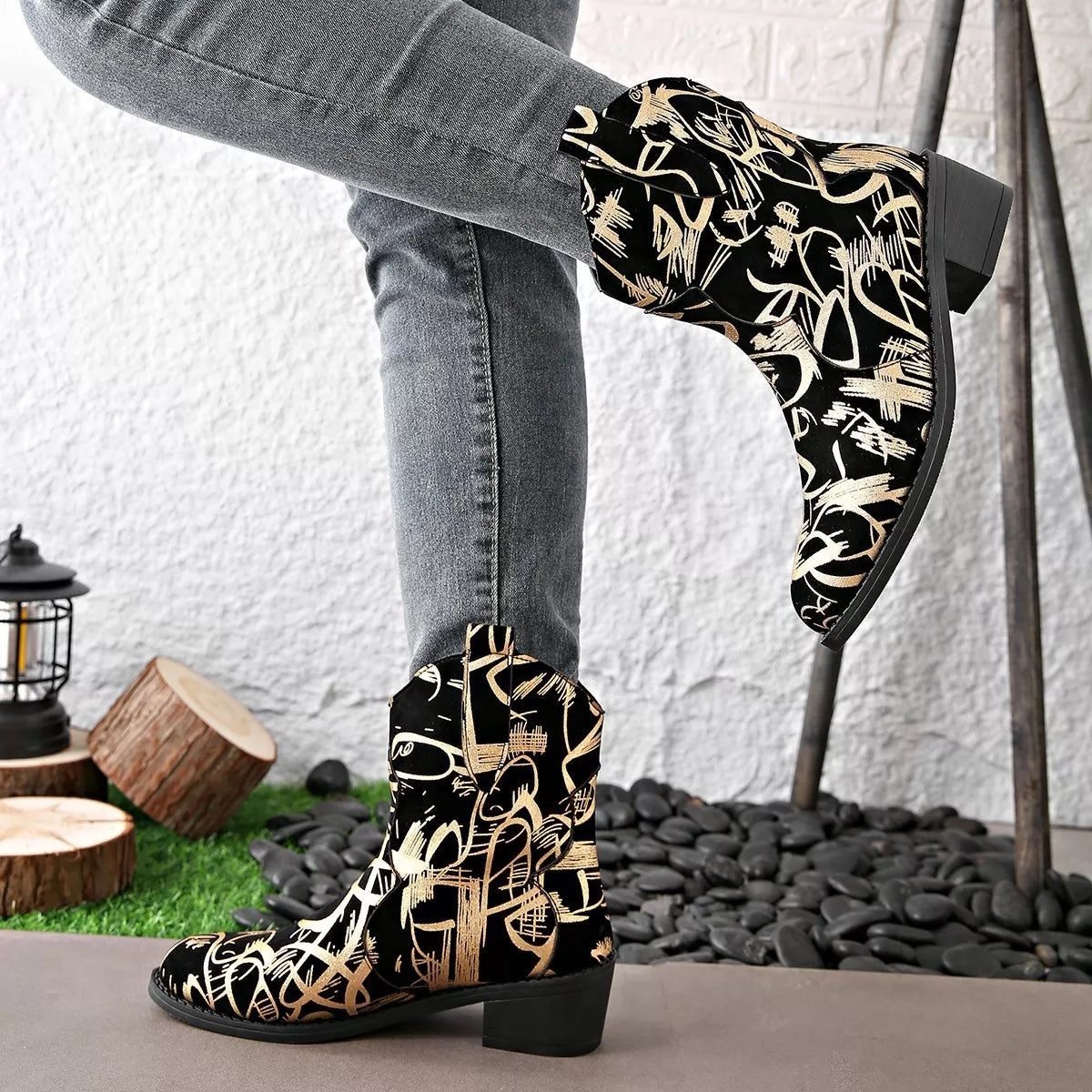 Round Toe Block Heels Boots