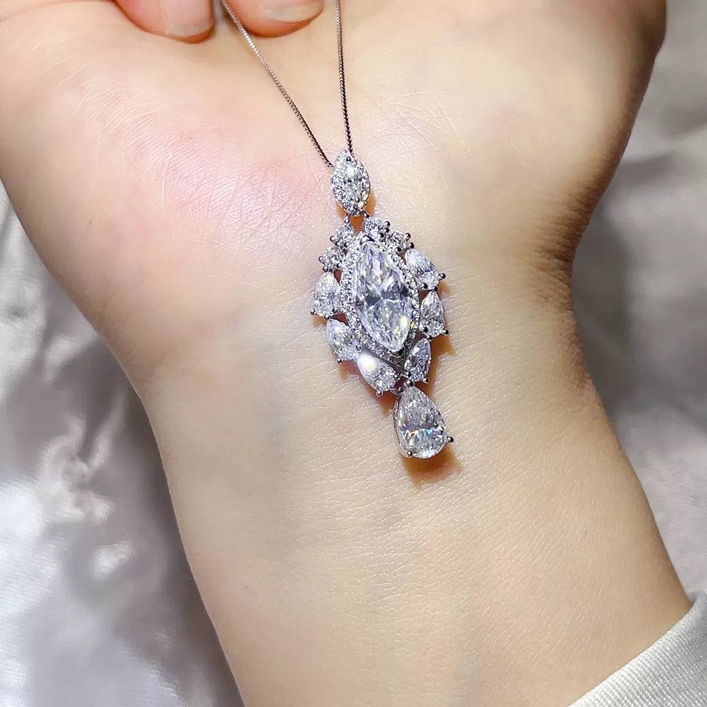 3 Carat 925 Sterling Silver Moissanite Pendant Necklace