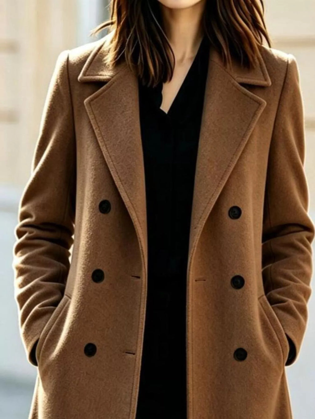 Double-Breasted Lapel Collar Coat