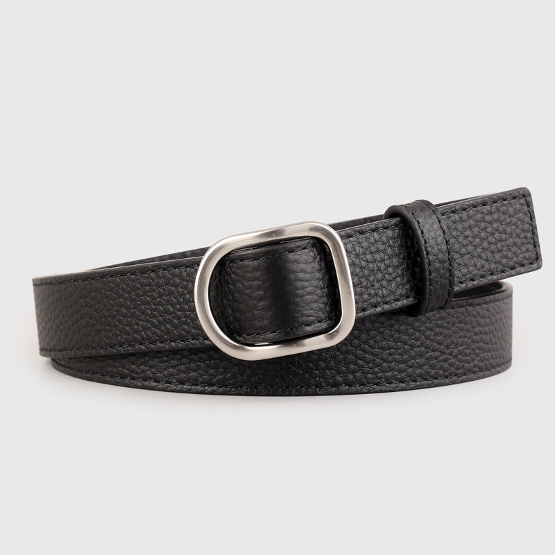 Leather Belt with Silver Buckle