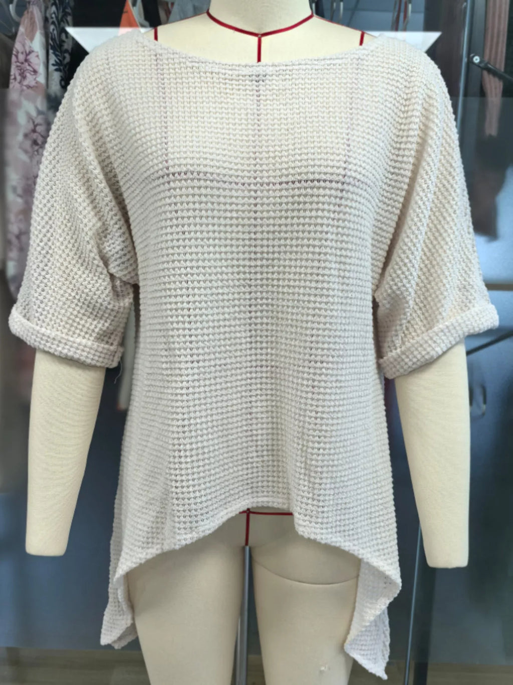 Full Size Loose Knit Cover Up with Asymmetrical Hem Plus Size