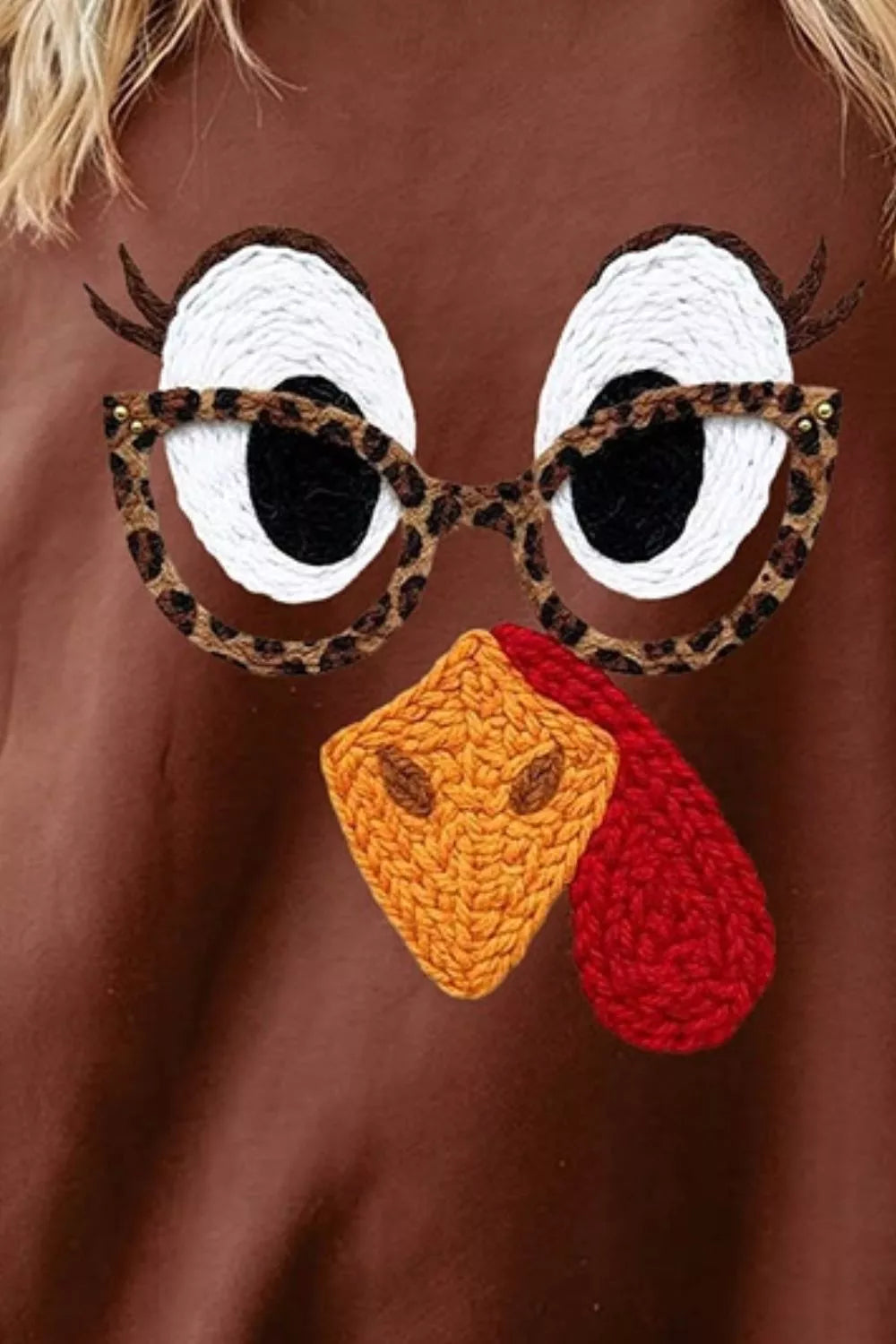 Thanksgiving Turkey Plaid Sleeve Pullover Sweatshirt
