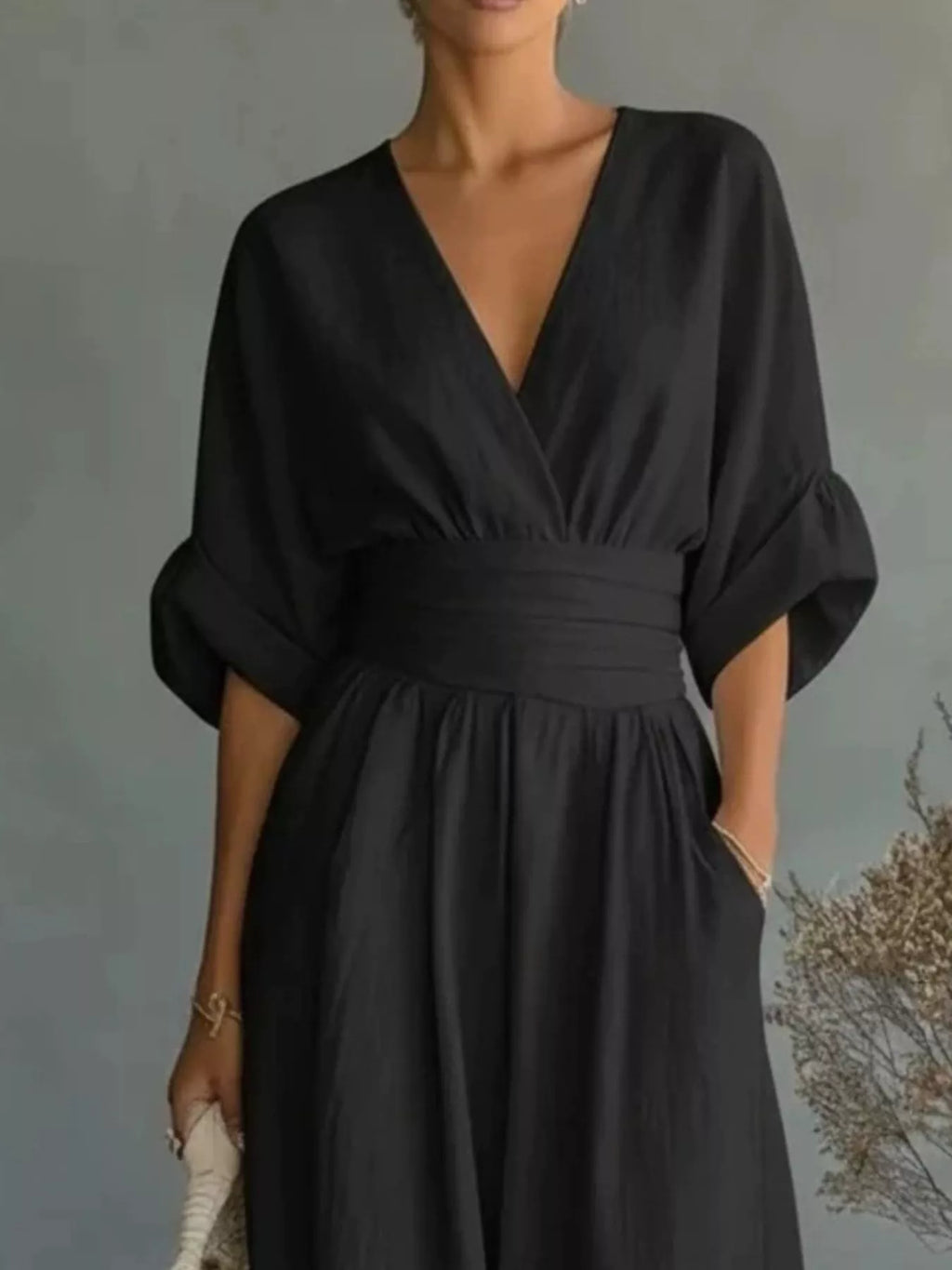 Full Size Half Sleeve Wide-Leg Jumpsuit Plus Size