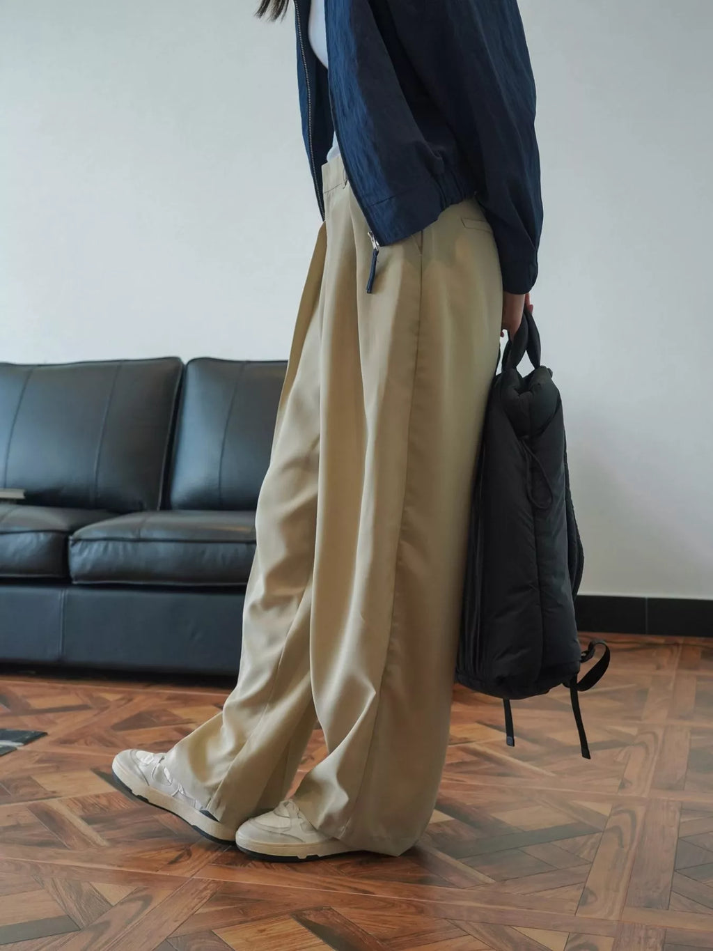 High-Waisted Pleated Wide-Leg Pants