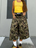 Camouflage Wide-Leg Cropped Pants