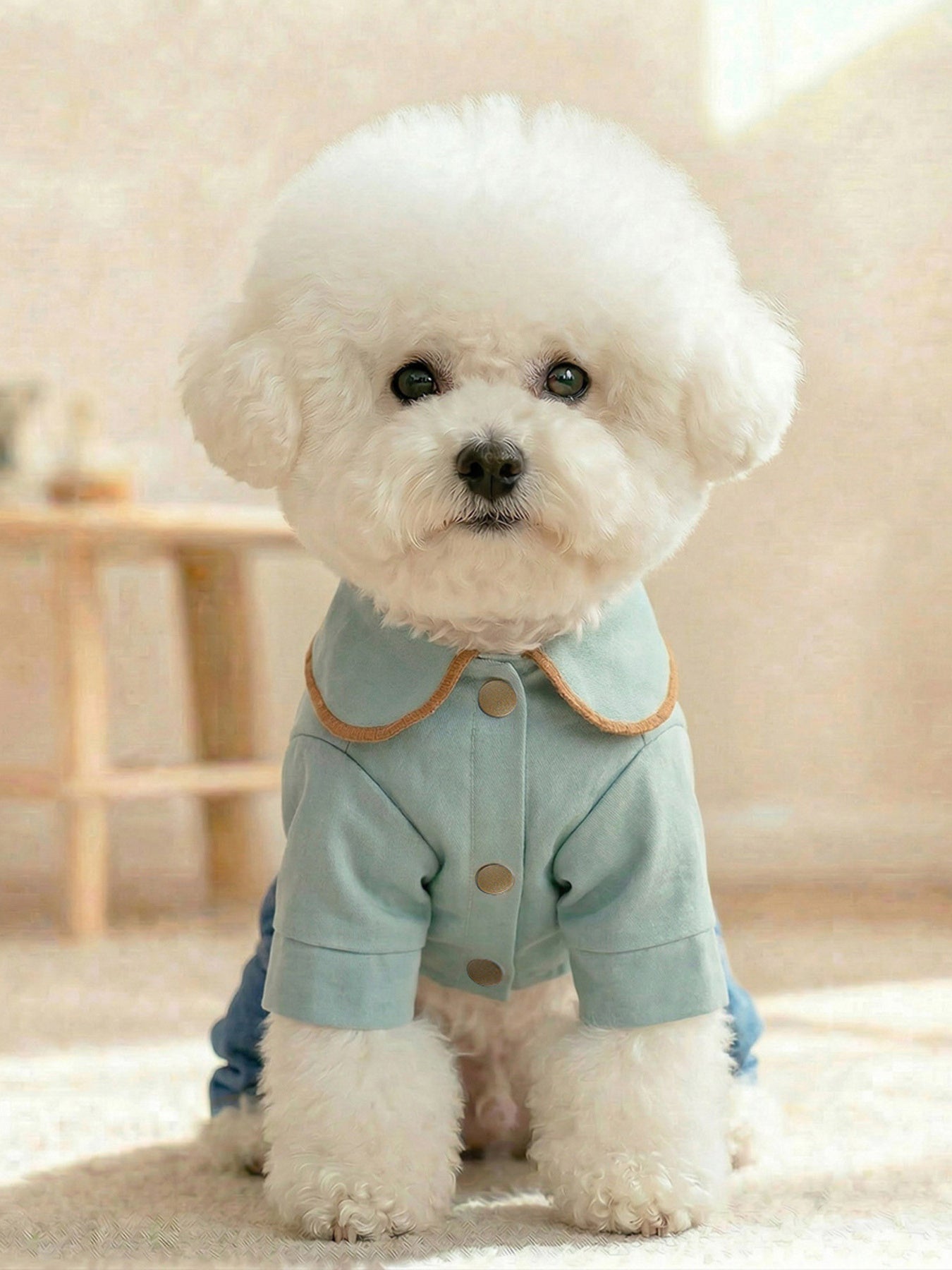 Denim Pet Jumpsuits with Bowknot