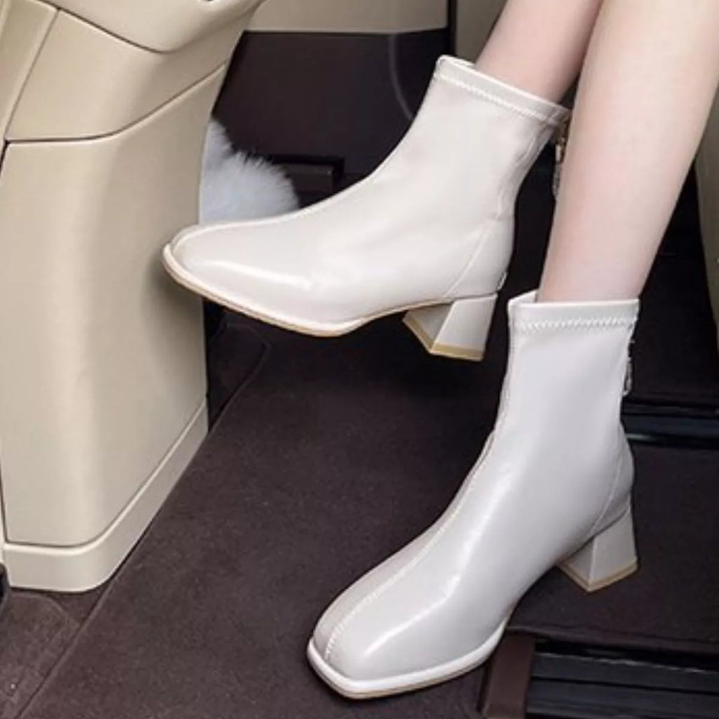 Square Toe Block Heels Boots