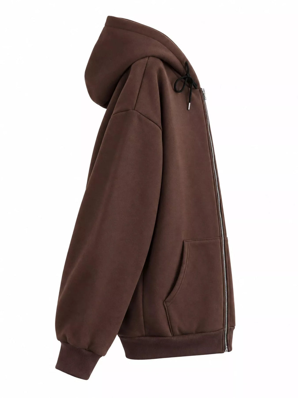 Full Size Oversized Solid Zip-Up Hoodie with Drawstring Plus Size