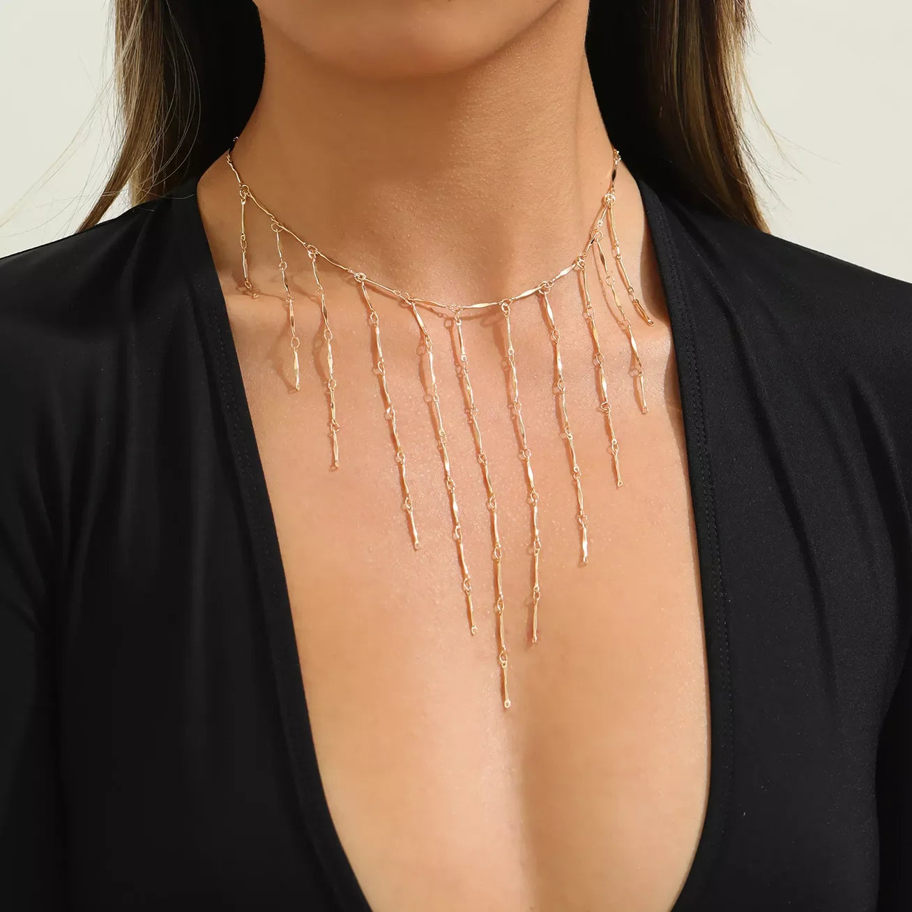18K Gold-Plated Tassel Waterfall Necklace