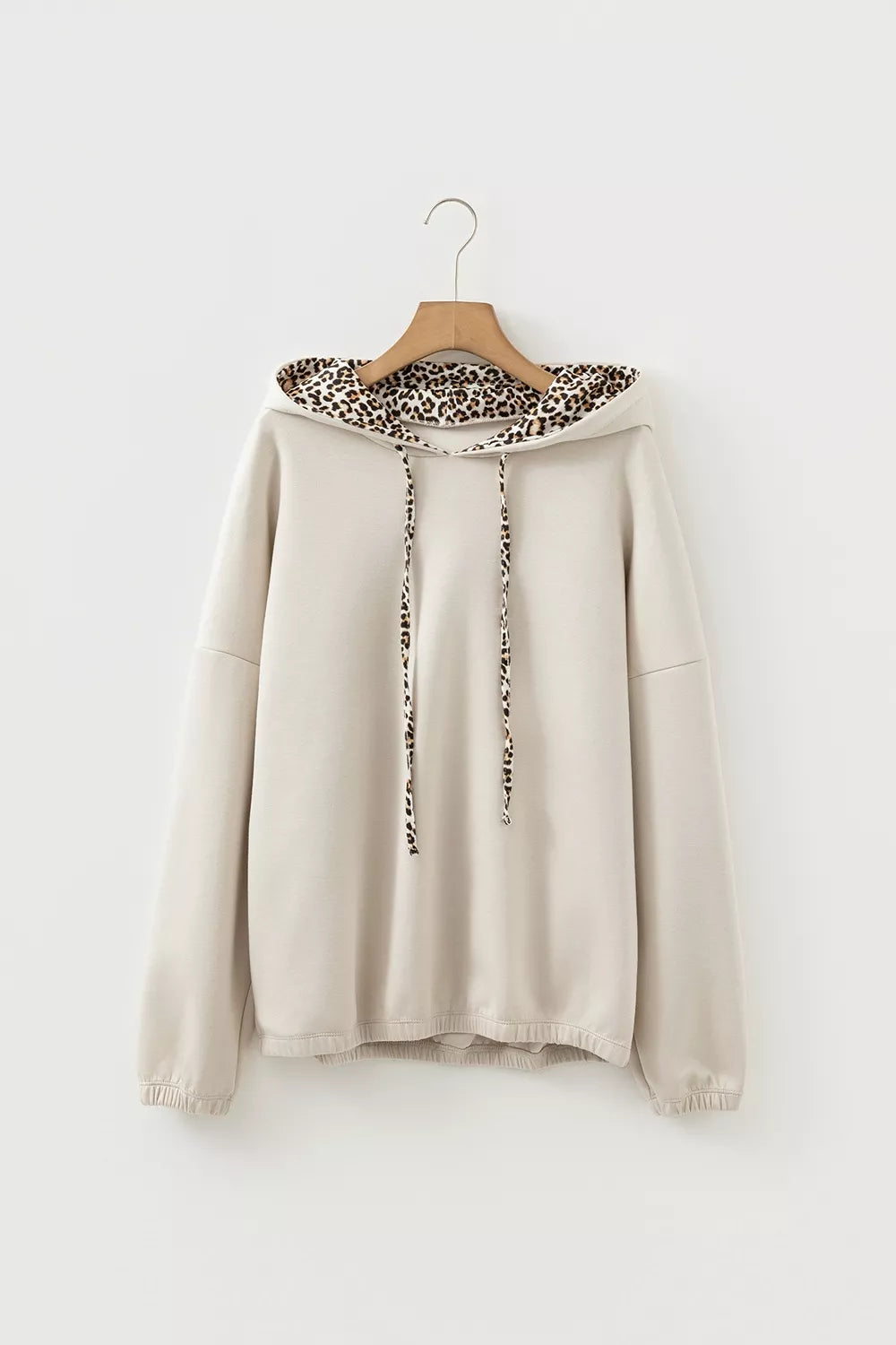 Leopard Print Lined Hoodie with Drawstring