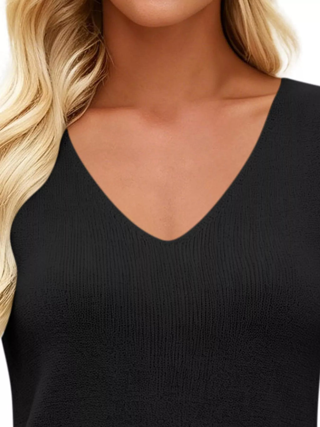 V-Neck Ribbed Knit Tank Top