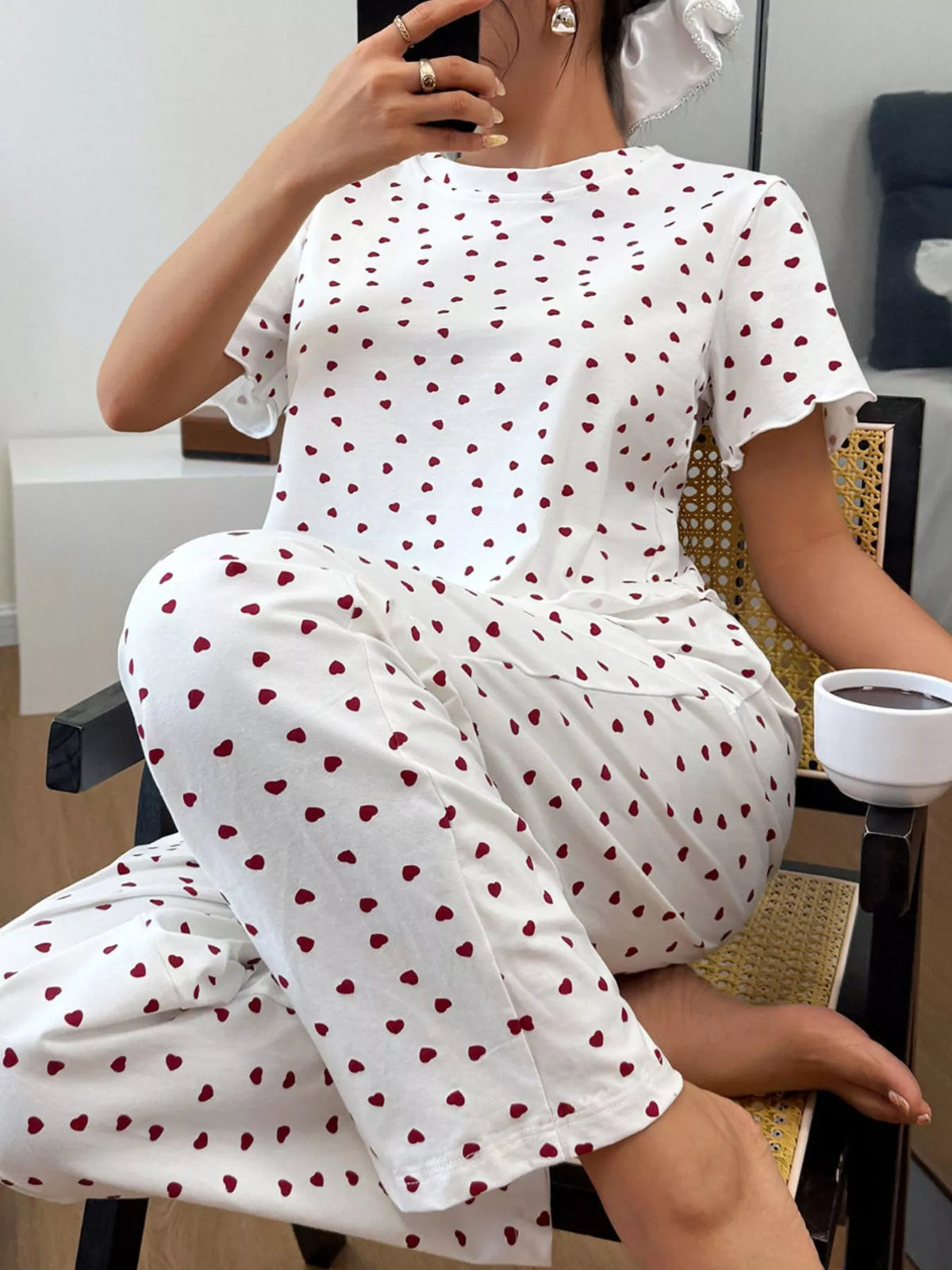 Polka Dot Short Sleeve Top and Shorts Set