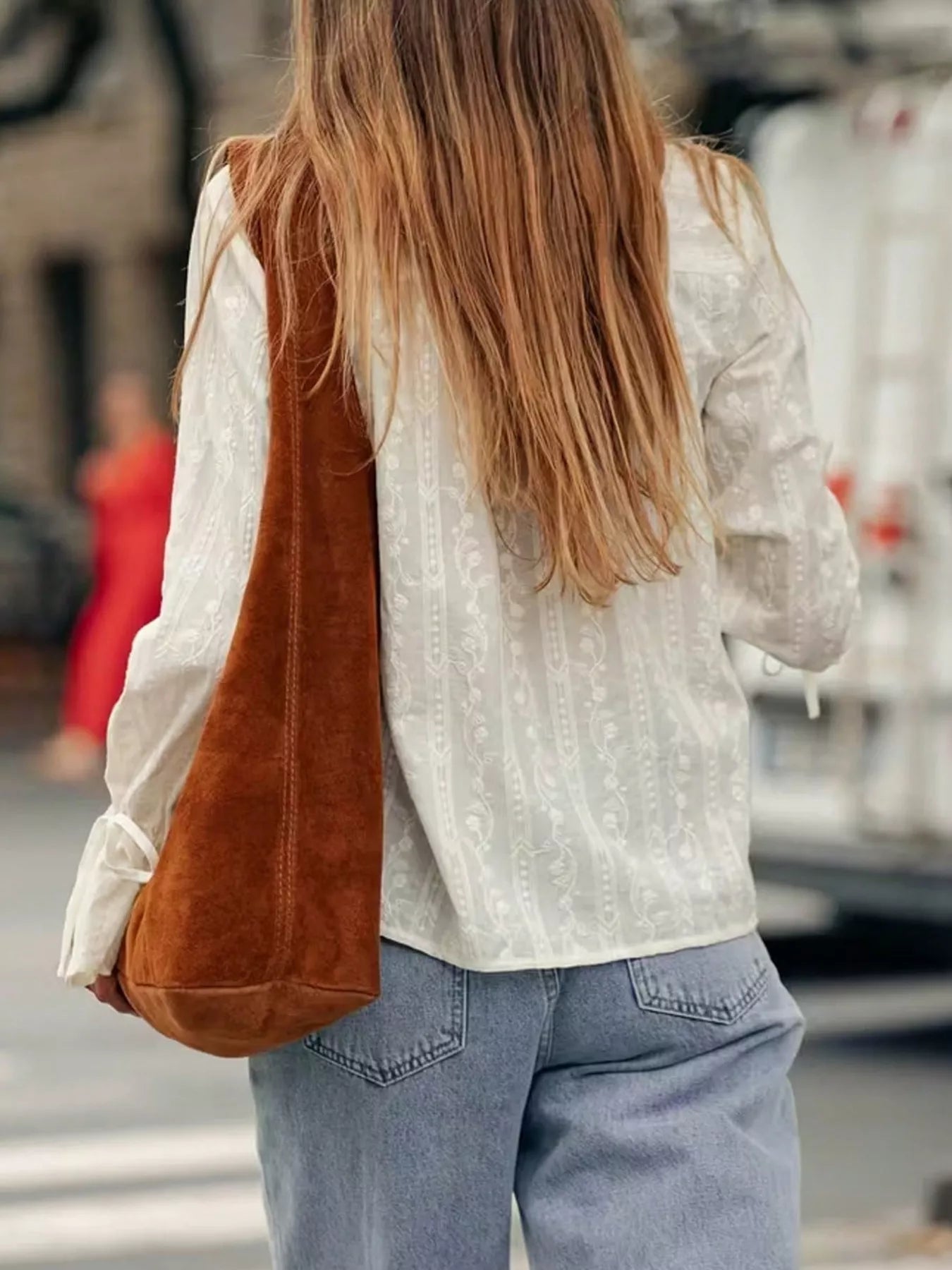 Embroidered Flounce Sleeve Shirt