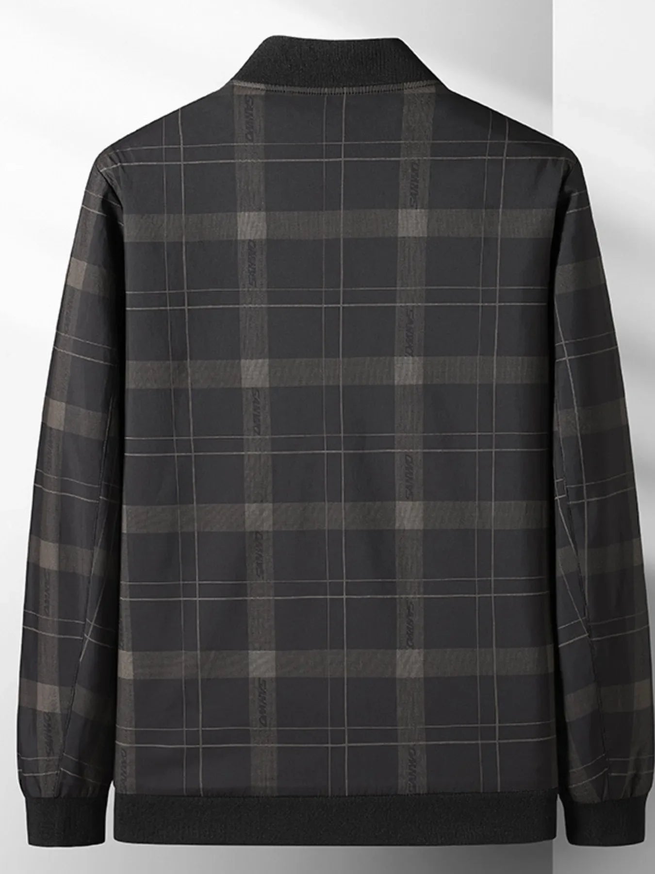 Men's Plus Size Plaid Lightweight Bomber Jacket