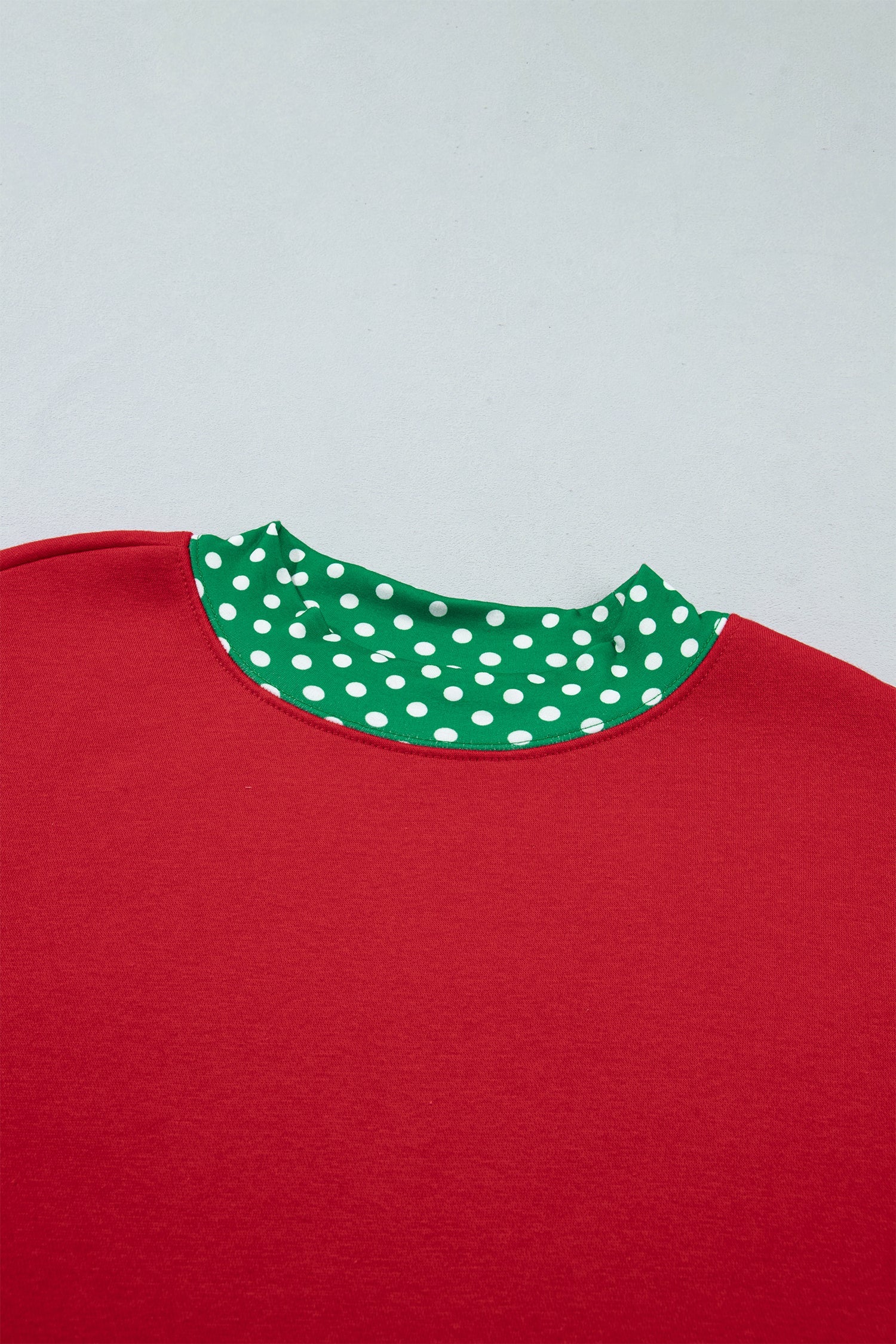 Racing Red Polka Dot Trim Baggy Pullover 2pcs Short Set