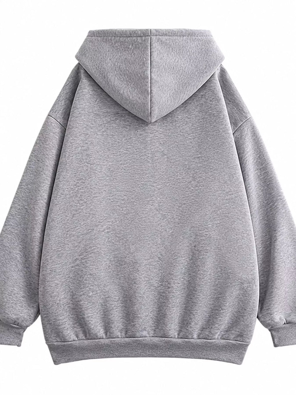 Full Size Oversized Solid Zip-Up Hoodie with Drawstring Plus Size