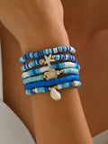 6-Piece Ceramic Beaded Shell Bracelet Set