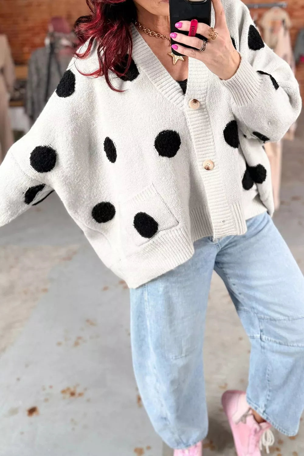 Polka Dot Button Up Cardigan