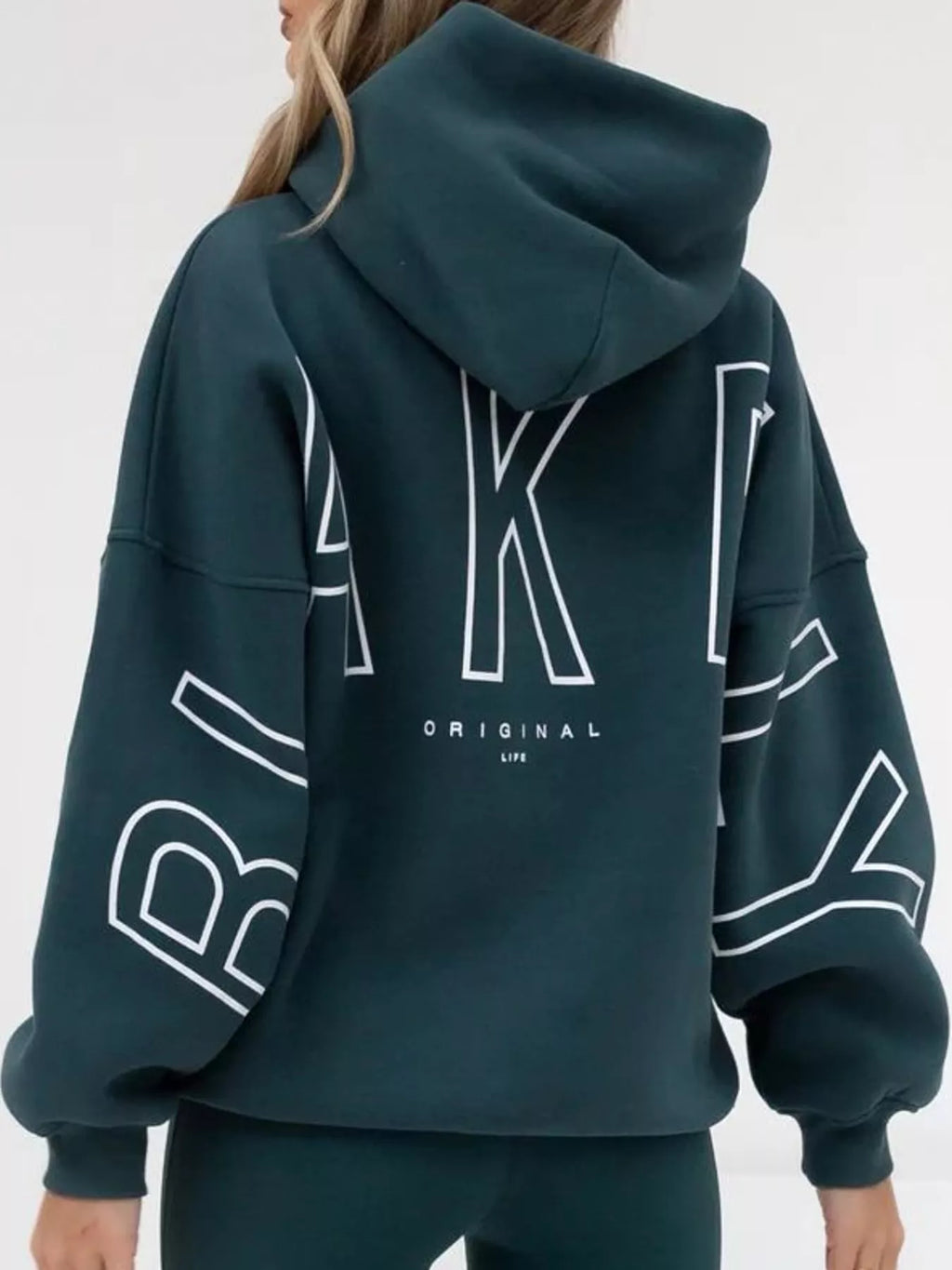 Letter Back Hoodie with Kangaroo Pocket