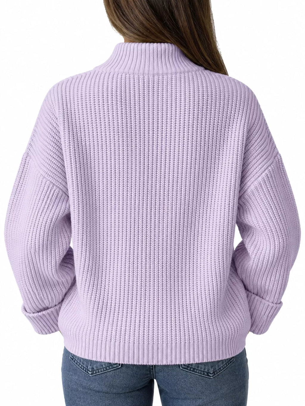 Full Size Half Zip Dropped Shoulder Sweater Plus Size