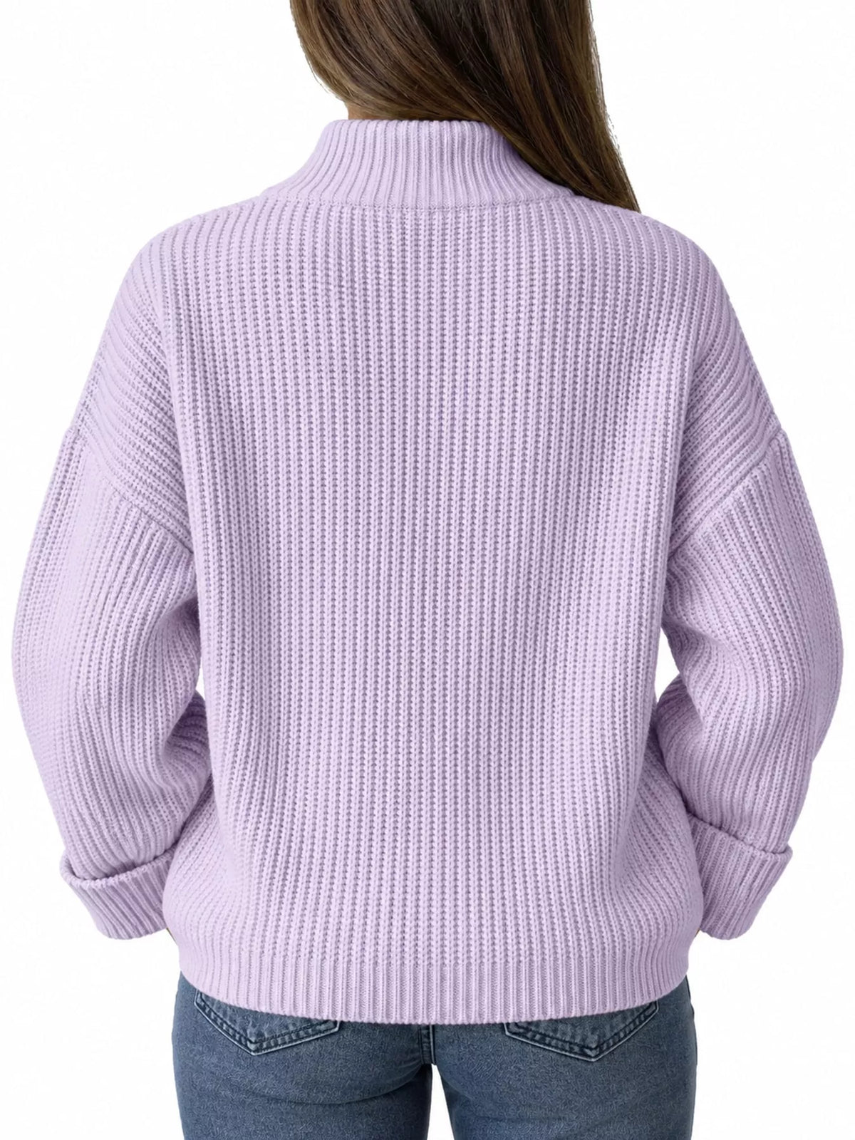 Full Size Half Zip Dropped Shoulder Sweater Plus Size