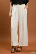 Umgee High Waist Linen Blend Wide Leg Trousers