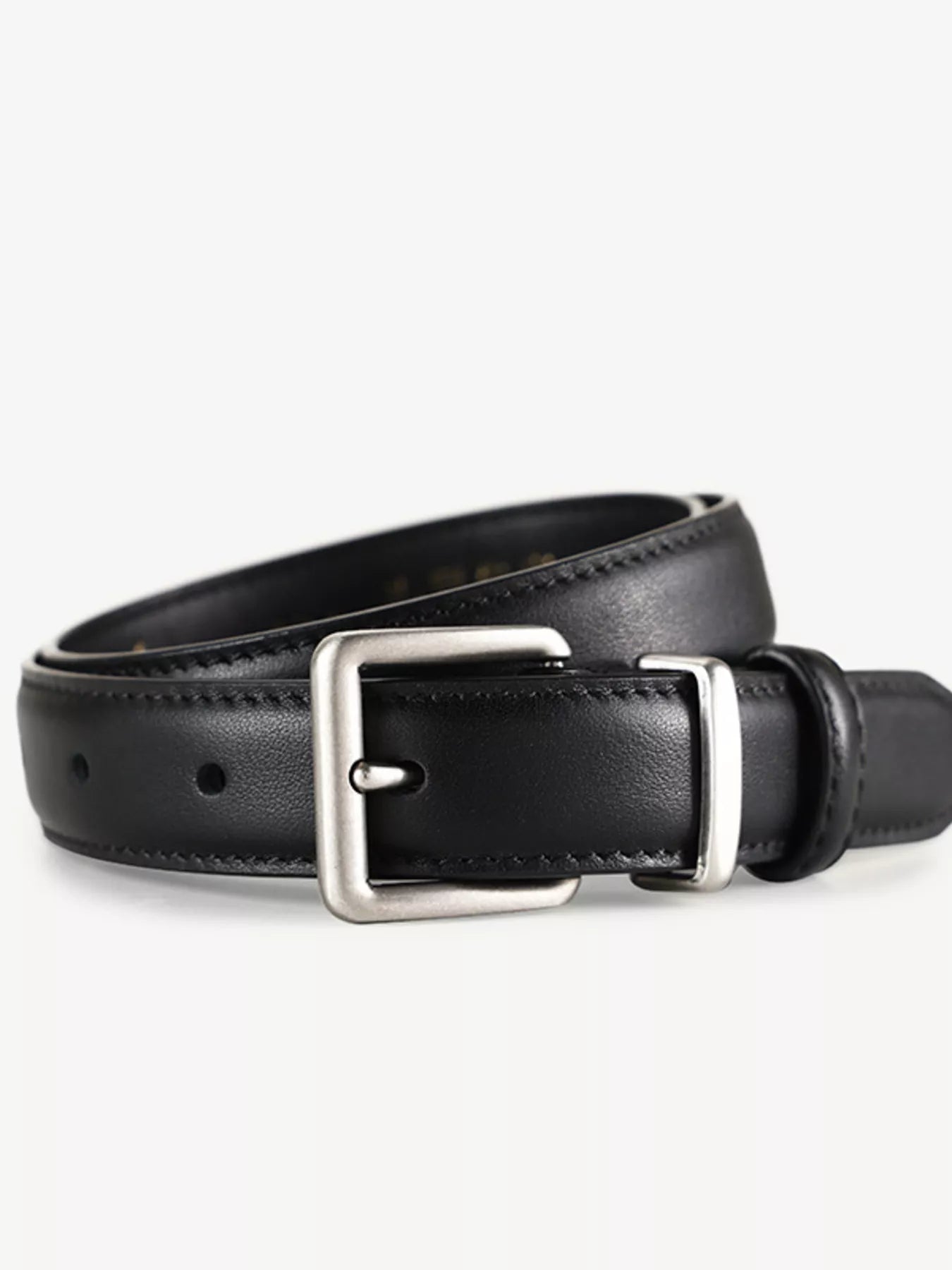 Classic Leather Belt with Square Buckle