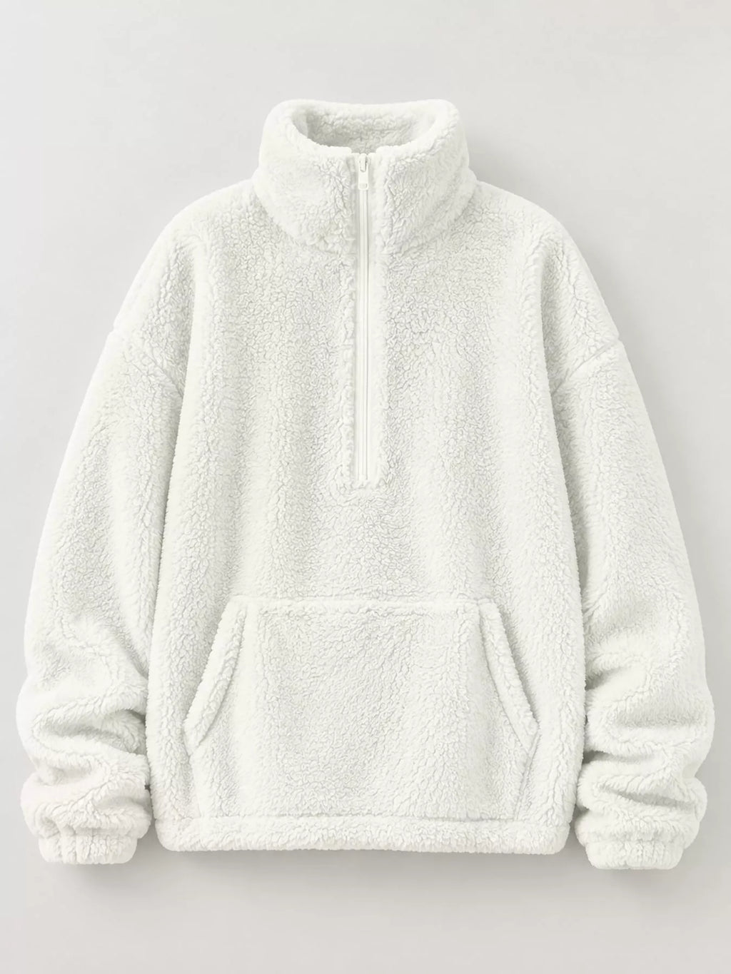 Full Size Sherpa Quarter-Zip Turtleneck Sweatshirt Plus Size