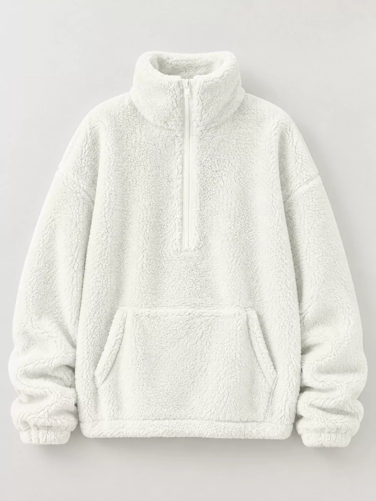 Full Size Sherpa Quarter-Zip Turtleneck Sweatshirt Plus Size
