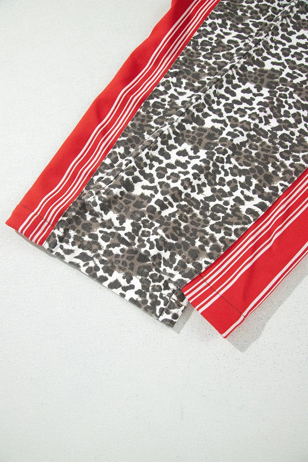 Leopard Patchwork Elastic Waist Jeans