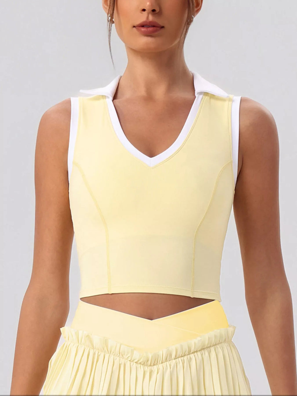 Sleeveless Top and Pleated Skirt Active Set