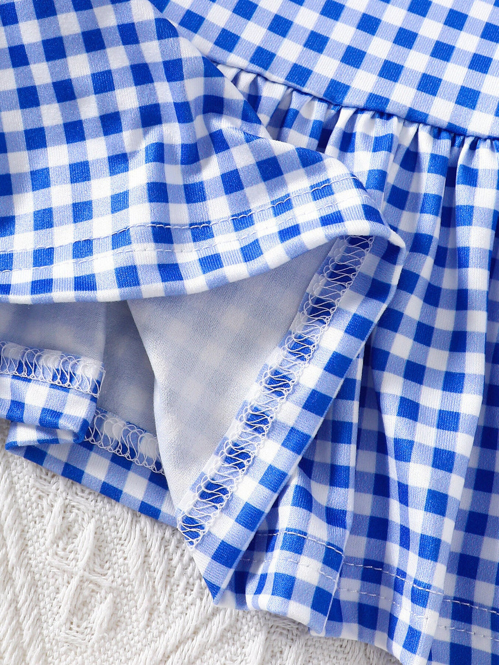 Children's Gingham Polo Collar Ruffle Hem Dress