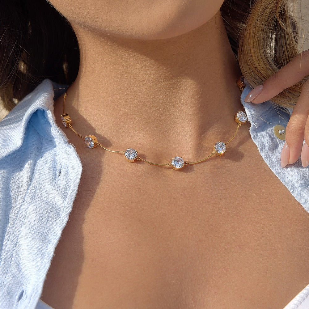 Zircon Bar Pendant Necklace